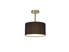 DK0165  Baymont 30cm Semi Flush 1 Light Antique Brass, Black